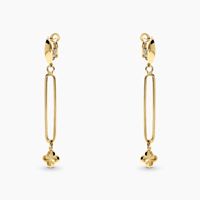 Kolczyki wiszące podłużne żółte złoto 585 z elementem...