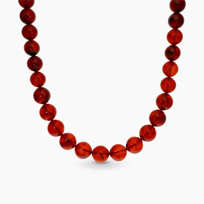 Naszyjnik z koniakowych bursztynów z ozdobnym zapięciem