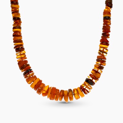 Naszyjnik z wielokolorowych bursztynów o okrągłym kształcie