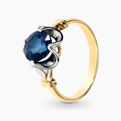 Pierścionek z żółtego i białego złota 585 z okazałym...