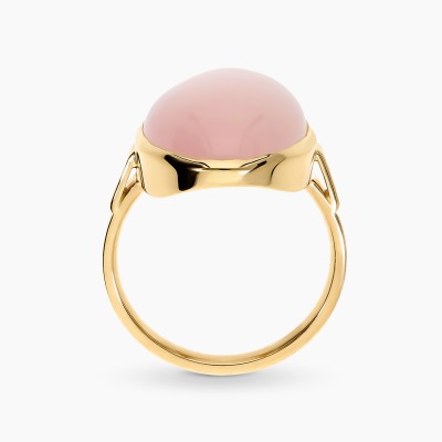 Pierścionek ręcznie wykonany żółte złoto 585 z różowym... 2