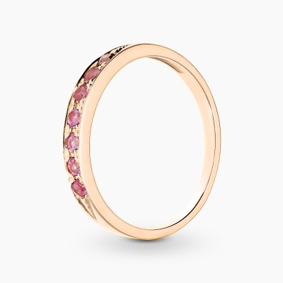 Pierścionek w formie obrączki z różowego złota 585 z...