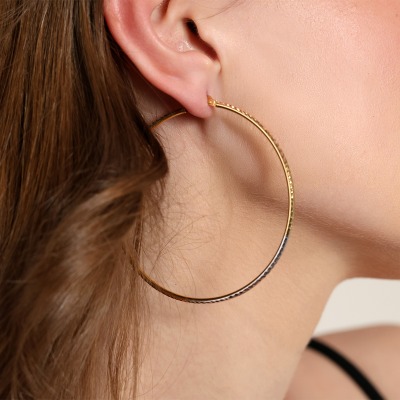 Kolczyki z żółtego, białego i różowego złota 585 koła 6,4 cm 2