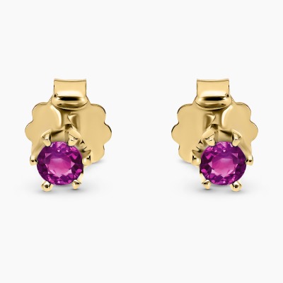 Kolczyki Vicenza żółte złoto 585 z rodolitami 0,33 ct