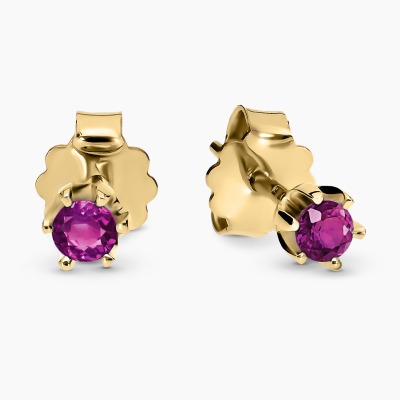 Kolczyki Vicenza żółte złoto 585 z rodolitami 0,33 ct 2