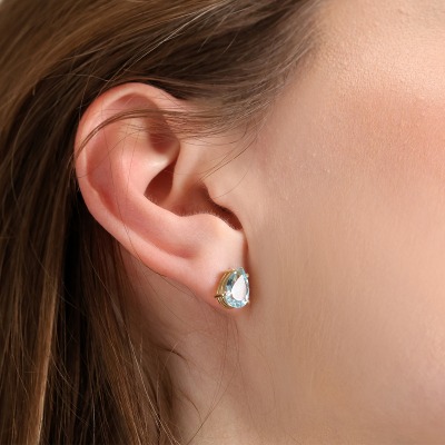 Kolczyki z żółtego złota 585 łezki z topazami 1,9 g 2