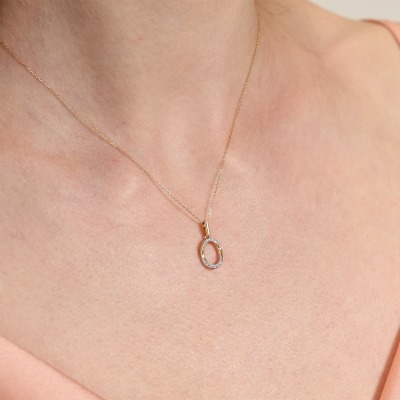 Naszyjnik z żółtego i białego złota 585 z diamentami 0,06... 2