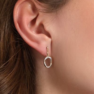 Kolczyki na sztyft z żółtego i białego złota 585 z... 2