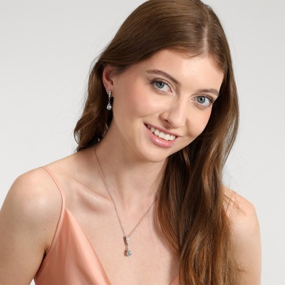 Kolczyki z białego złota 585 z brylantami i topazami 7,51 ct 2