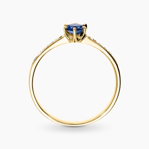 Pierścionek zaręczynowy Ravenna żółte złoto 585 z brylantami 0,10 ct i szafirem 0,45 ct