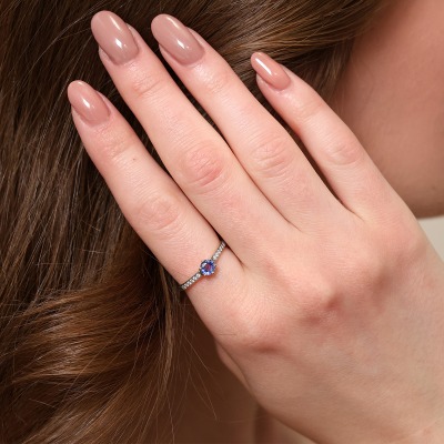 Pierścionek zaręczynowy Ravenna białe złoto 585 z... 2