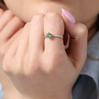 Pierścionek zaręczynowy Ravenna żółte i białe złoto 585 z... 2