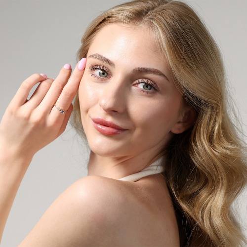 Pierścionek zaręczynowy Ravenna różowe i białe złoto 585 z brylantami 0,10 ct i szafirem 0,45 ct