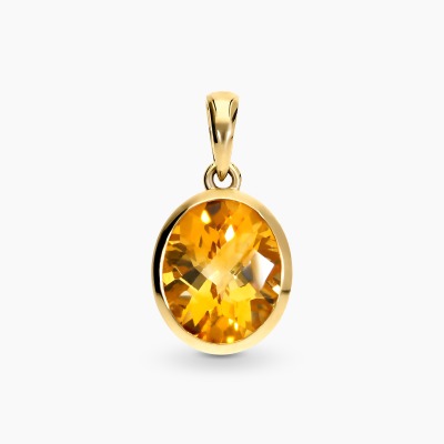 Zawieszka złota 585 z owalnym cytrynem 3,89 ct