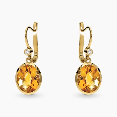 Kolczyki z żółtego złota 585 z cytrynami 7,85 ct i...