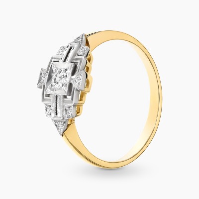 Pierścionek Art Déco dwukolorowe złoto 585 z brylantami...