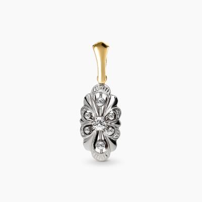 Zawieszka ręcznie wykonana z białego i żółtego złota 585...