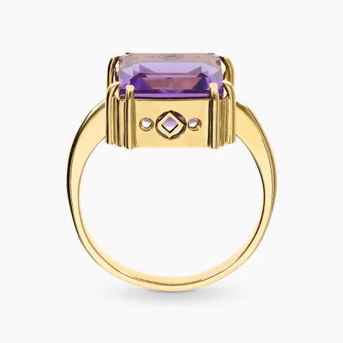 Pierścionek z żółtego złota 585 z okazałym ametystem 4,96 ct