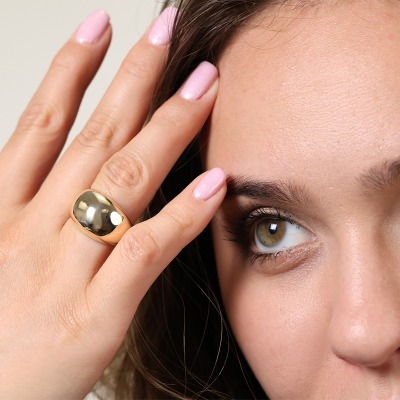 Pierścionek okazały z żółtego złota 585 gładki 4,24 g 2