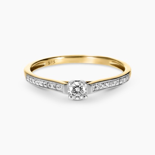 Pierścionek zaręczynowy dwukolorowe złoto 585 z brylantami 0,23 ct 2,03g