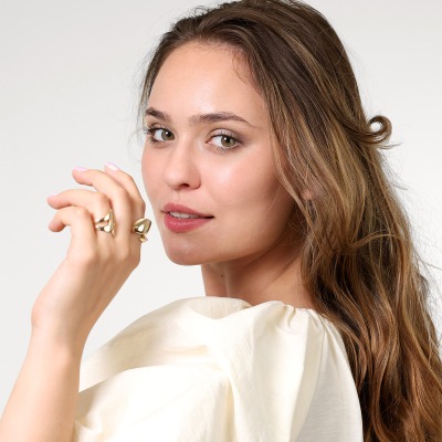 Pierścionek asymetryczny z żółtego złota 585 gładki 3,97 g 2