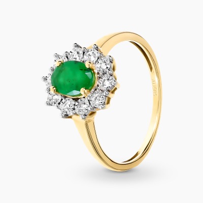 Pierścionek dwukolorowe złoto 585 z brylantami 0,14 ct i...