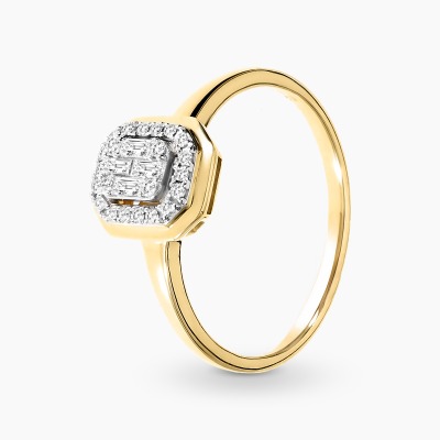 Pierścionek z białego i żółtego złota 585 z diamentami i...