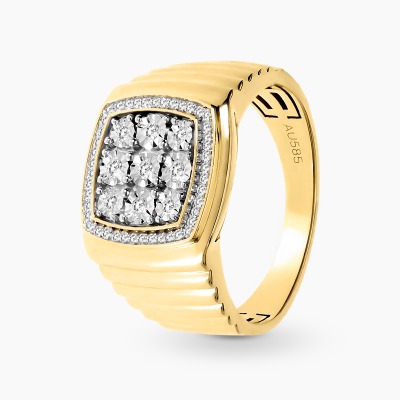 Sygnet z żółtego i białego złota 585 z diamentami 0,25 ct