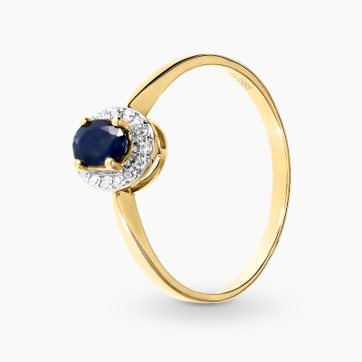 Pierścionek z dwukolorowego złota 585 z diamentami i...