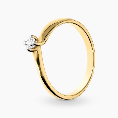 Pierścionek zaręczynowy z żółtego złota 585 z brylantem...