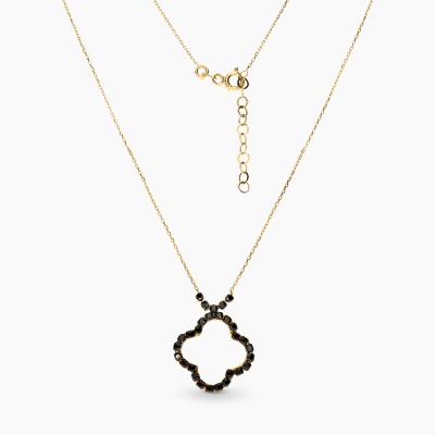 Naszyjnik z żółtego złota 585 z koniczynka ze spinelami...