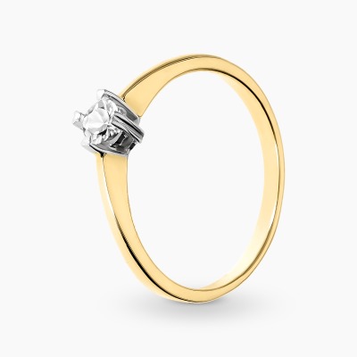 Pierścionek zaręczynowy dwukolorowe złoto 585 z brylantem...