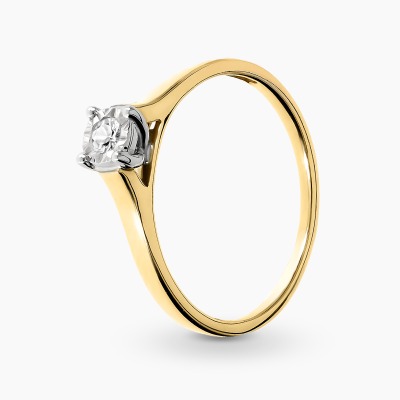 Pierścionek z żółtego i białego złota 585 z brylantem...