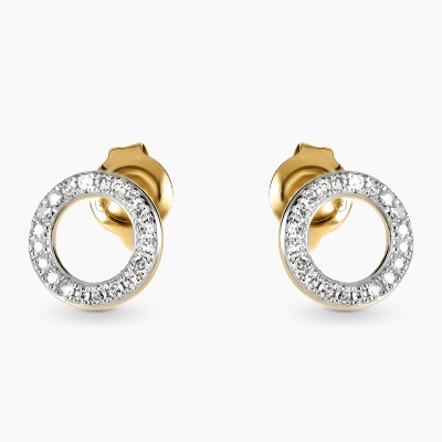 Kolczyki z żółtego i białego złota 585 okrągłe z...