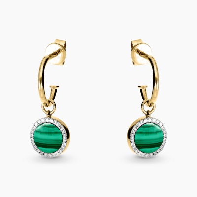 Kolczyki z dwukolorowego złota 585 z diamentami i...