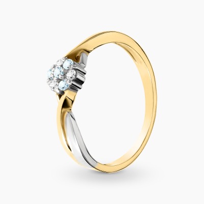 Pierścionek z żółtego i białego złota 585 z brylantami i...