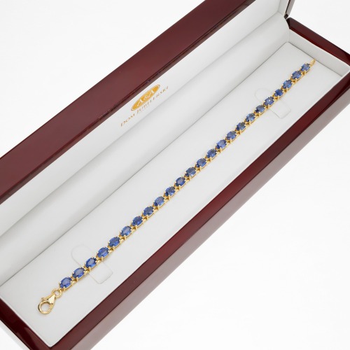 Bransoletka Livorno z żółtego złota 585 z owalnymi szafirami 13,22 ct