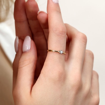 Pierścionek zaręczynowy z żółtego i białego złota 585 z... 2