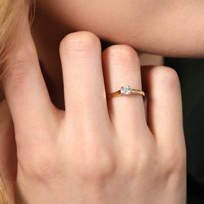 Pierścionek z żółtego i białego złota 585 z brylantem... 2