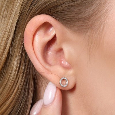 Kolczyki z żółtego i białego złota 585 okrągłe z... 2