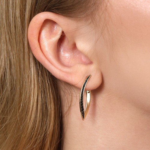 Kolczyki z żółtego złota 585 z czarnymi cyrkoniami 2,85 g