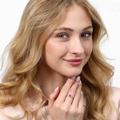 Pierścionek z dwukolorowego złota 0,585 z brylantami 0,09... 2