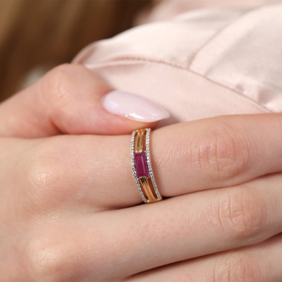 Pierścionek w formie sygnetu dwukolorowe złoto 0,585 z... 2