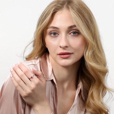 Pierścionek dwukolorowe złoto 585 z brylantami i owalnym... 2