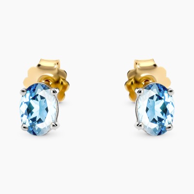 Kolczyki dwukolorowe złoto 585 z owalnymi topazami swiss...