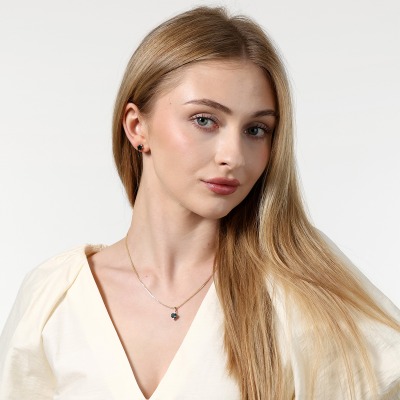 Zawieszka z dwukolorowego złota 585 z brylantem i topazem... 2