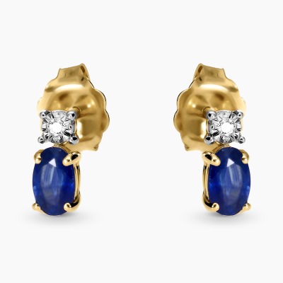 Kolczyki dwukolorowe złoto 585 z brylantami i owalnymi...