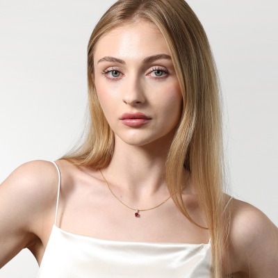 Zawieszka dwukolorowe złoto 585 z diamentami i rubinem... 2