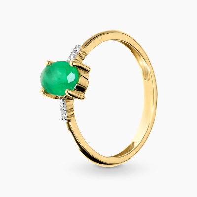 Pierścionek z dwukolorowego złota 585 z brylantami i...