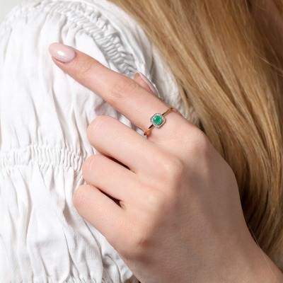 Pierścionek dwukolorowe złoto 585 z diamentami i... 2